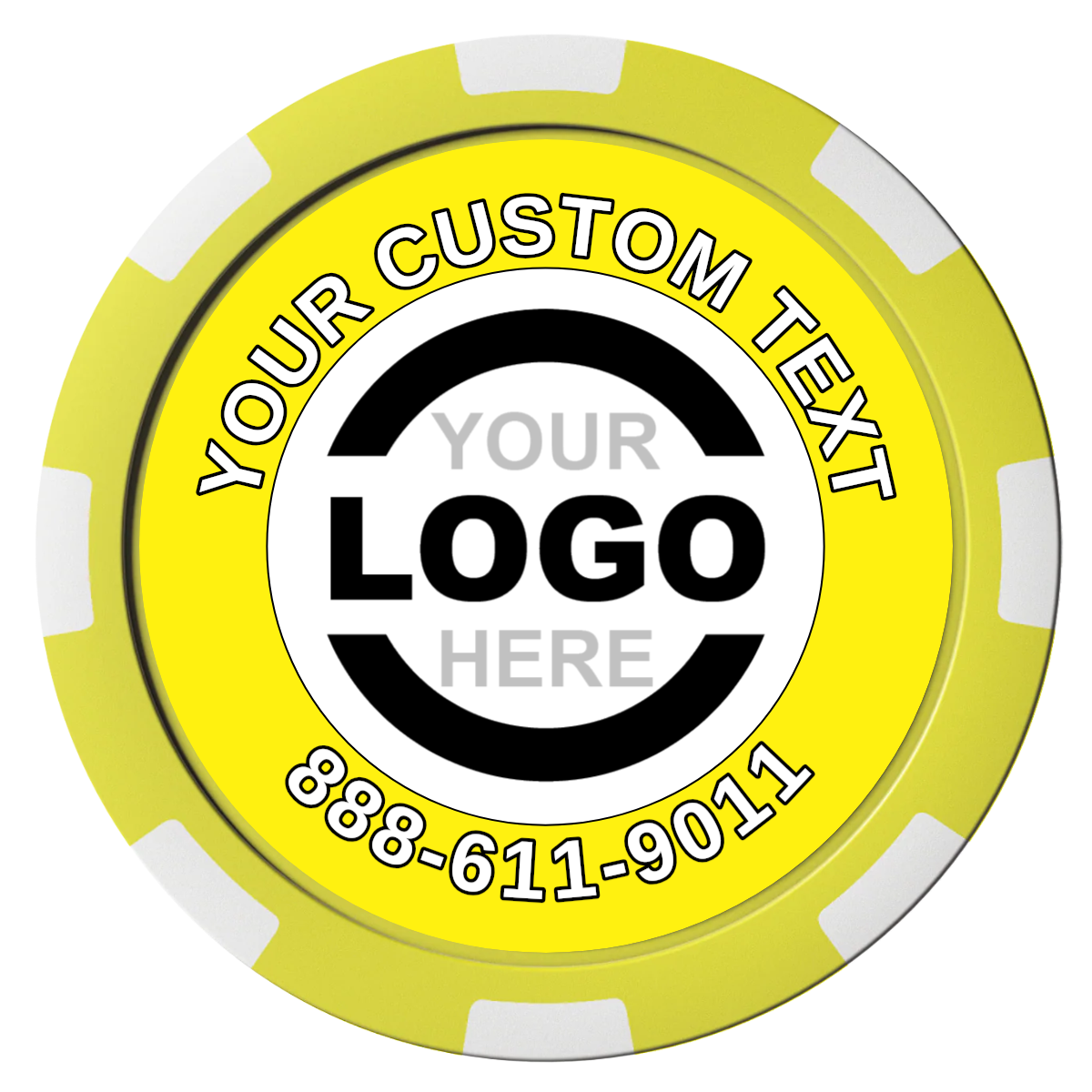 Branded Logo Composite Poker Chips - Yellow / 8 Spot - Front