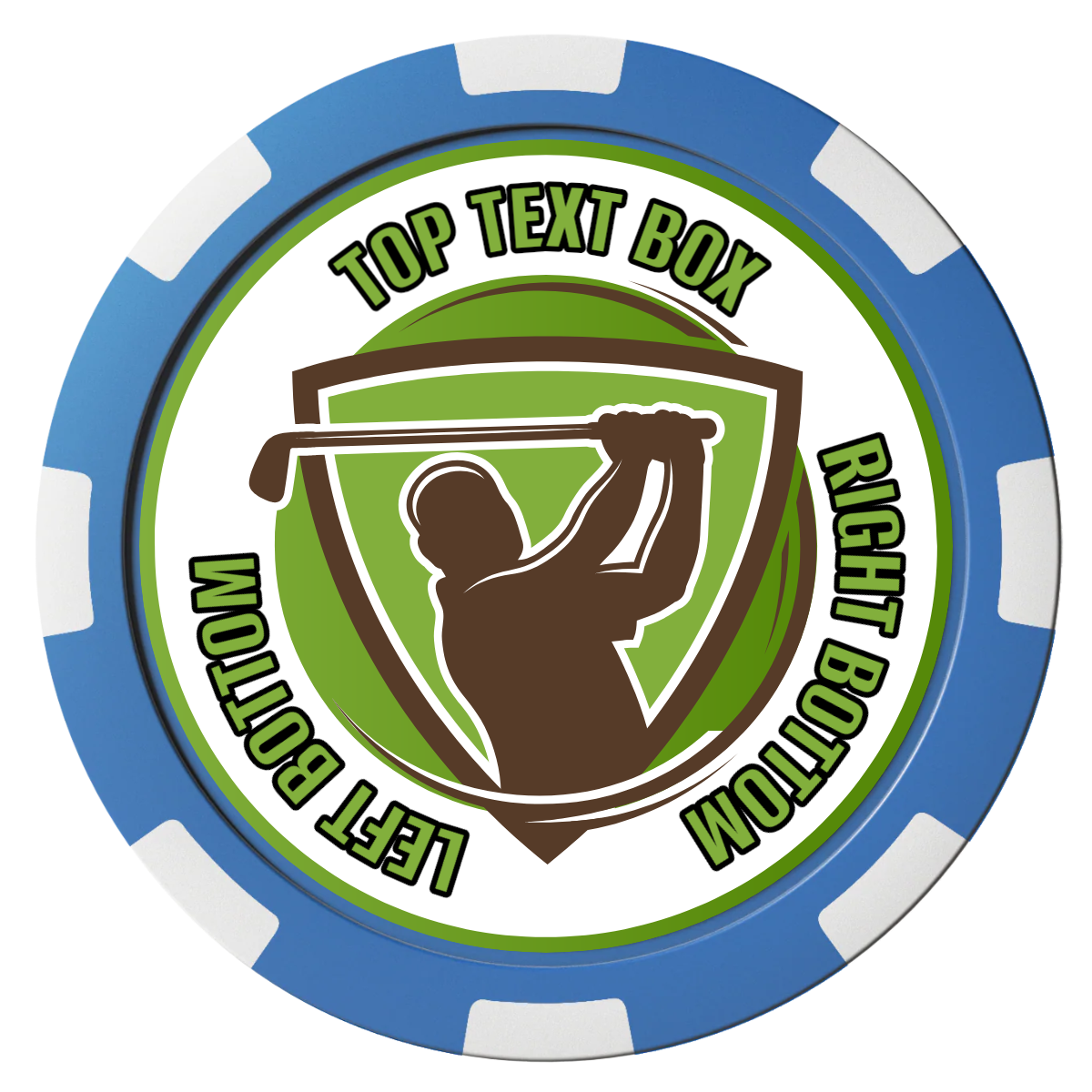 The Golfer Composite Poker Chips - Blue / 8 Spot - Front