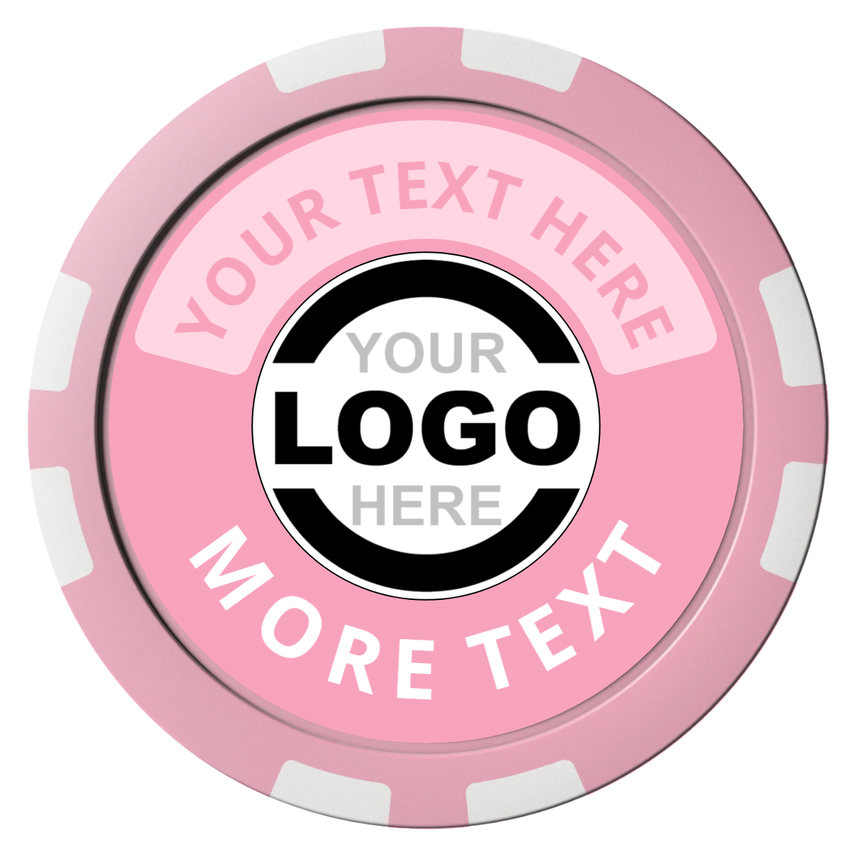 Two Tone Logo Composite Poker Chips - Pink / 8 Stripe - Front