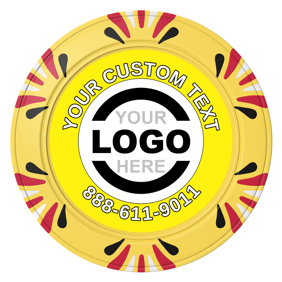 Branded Logo Clay Poker Chips - Yellow / Macau / 40mm - Front