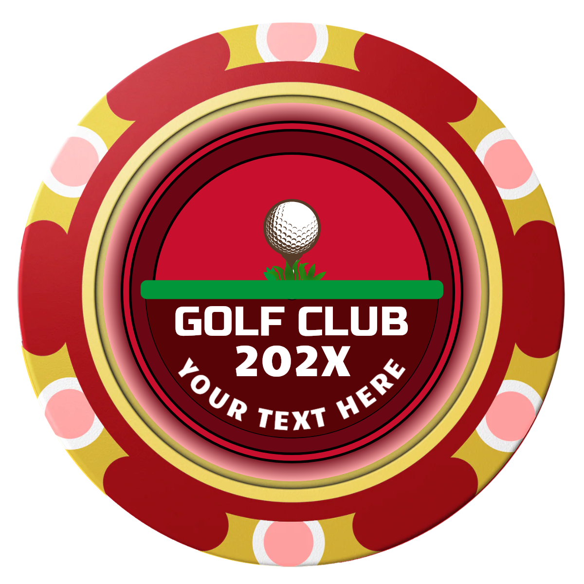Teed Up Clay Poker Chips - Red / Monte Carlo / 40mm - Front