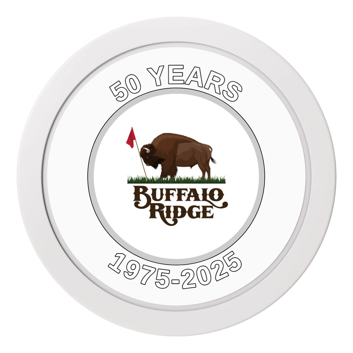 Branded Golf Pro Shop 2" Oversized Poker Chip - Custom Dealer Button & Card Protector - White - Front