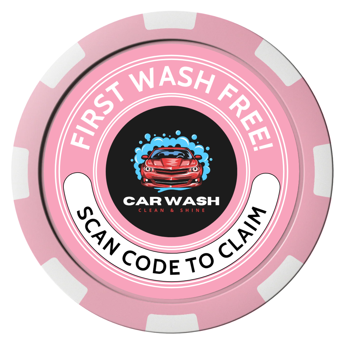 Car Wash Promotion Composite Poker Chips - Pink / 8 Spot - Front