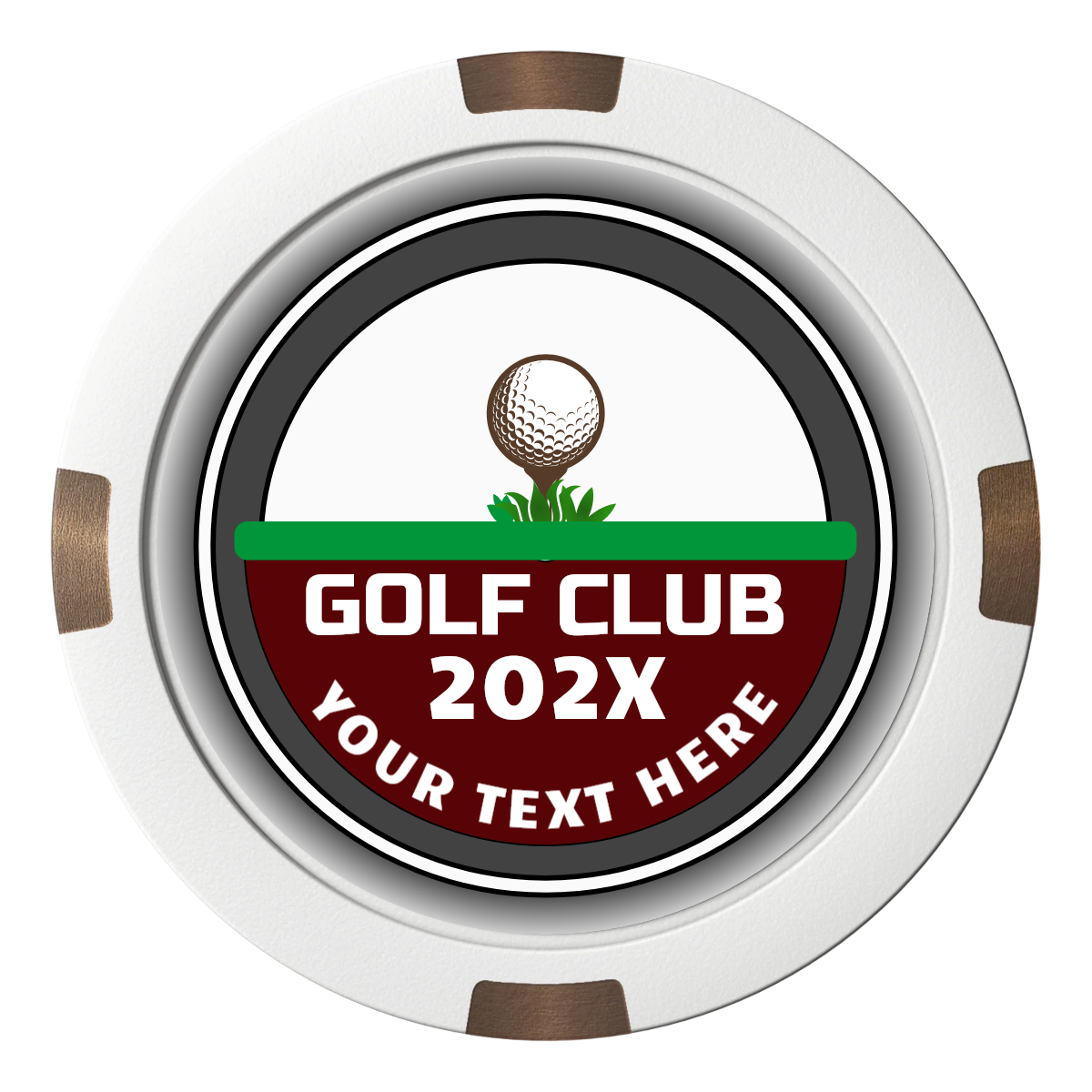 Teed Up Composite & Metal Hybrid Poker Chips - White - Front