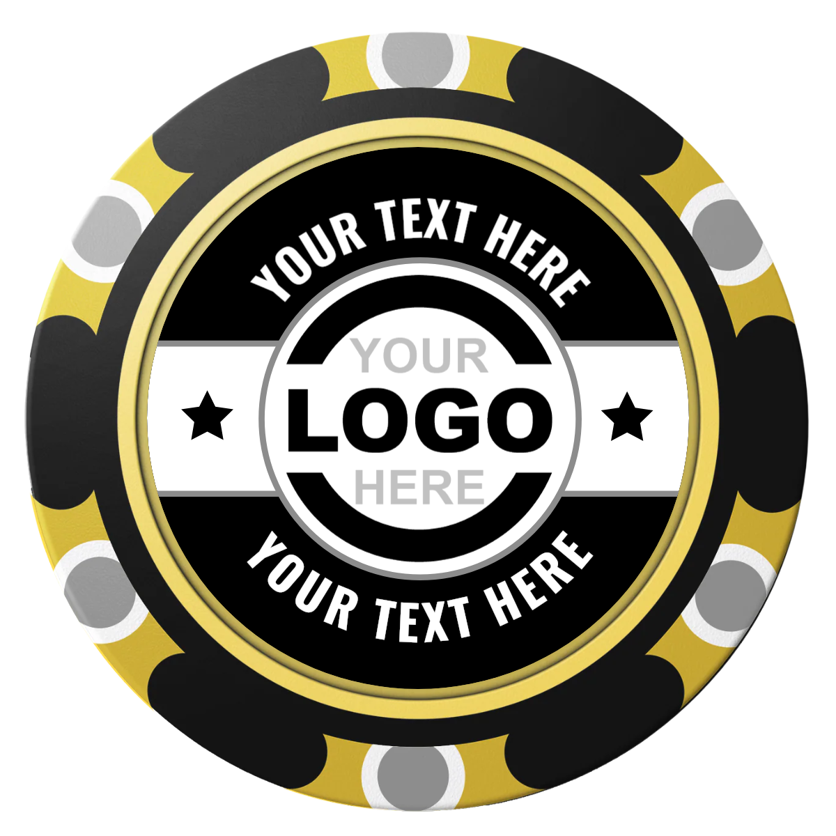 Star Banner Clay Poker Chips - Black / Monte Carlo / 40mm - Back