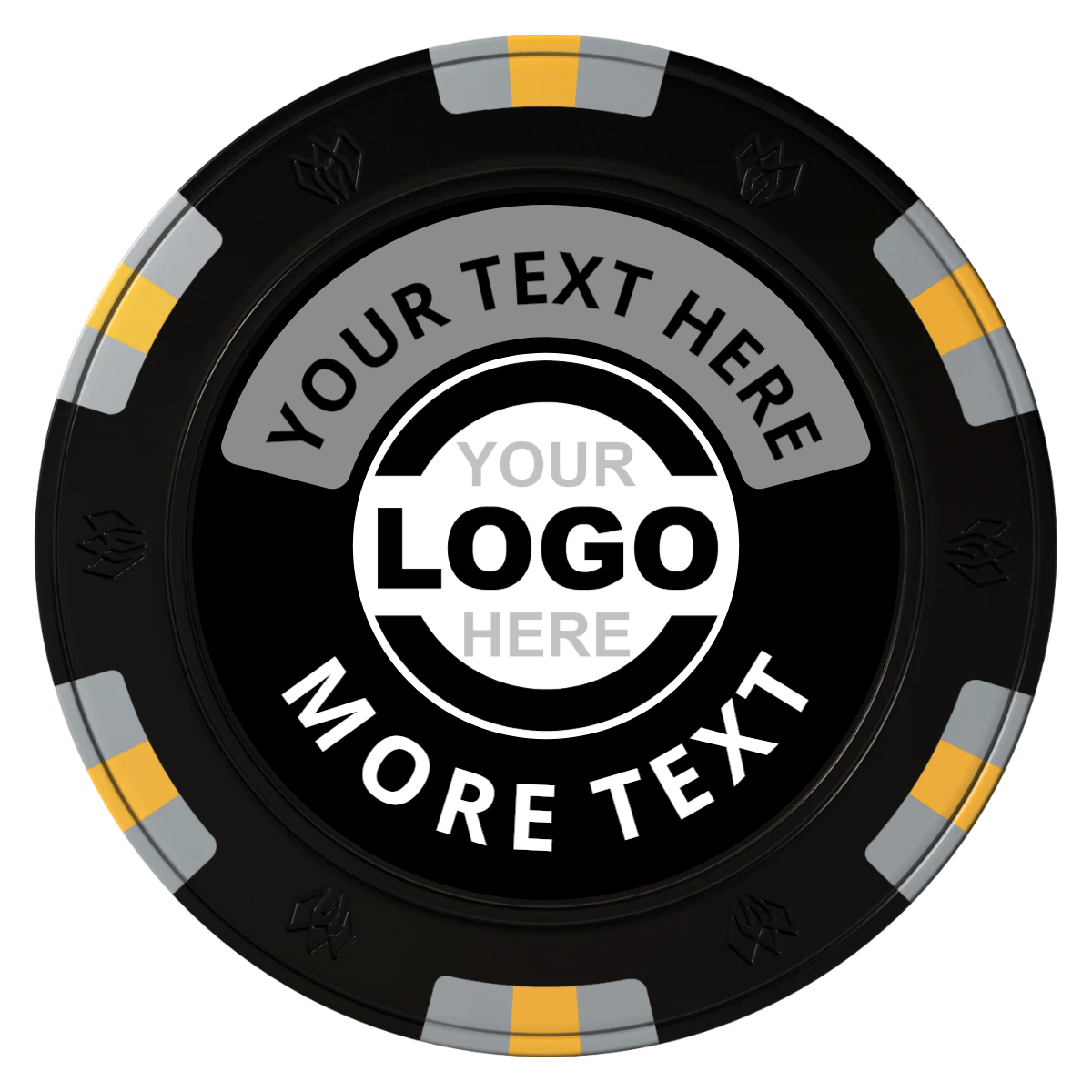 Two Tone Logo Clay Poker Chips - Black / 6 Spot Gem / 40mm - Front