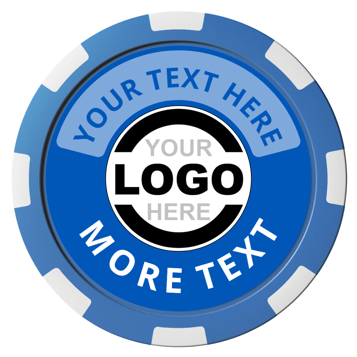 Two Tone Logo Magnetic Composite Poker Chips - Blue / 8 Spot - Front