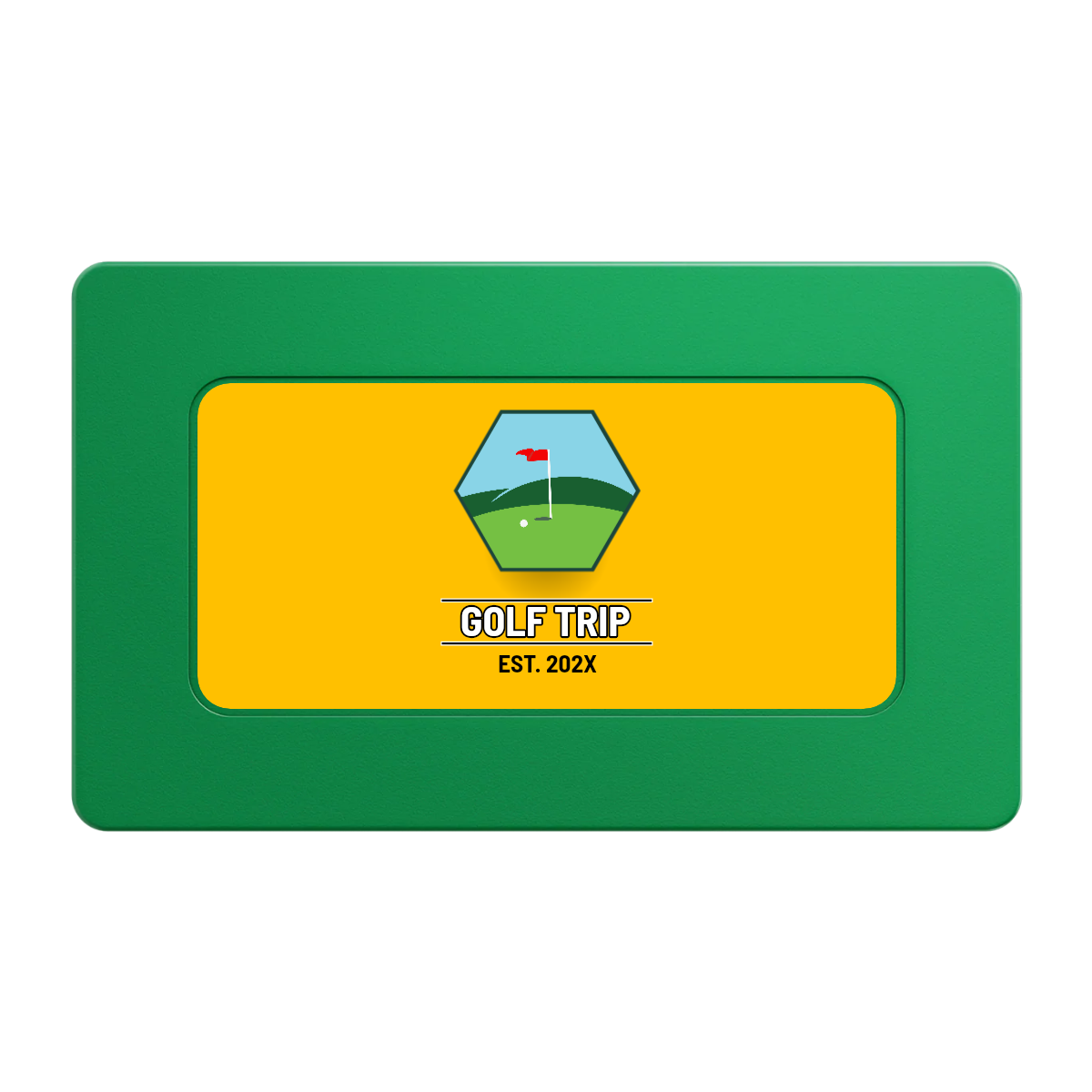 Golf Trip #001 Rectangular Poker Chip Plaques - Green - Front