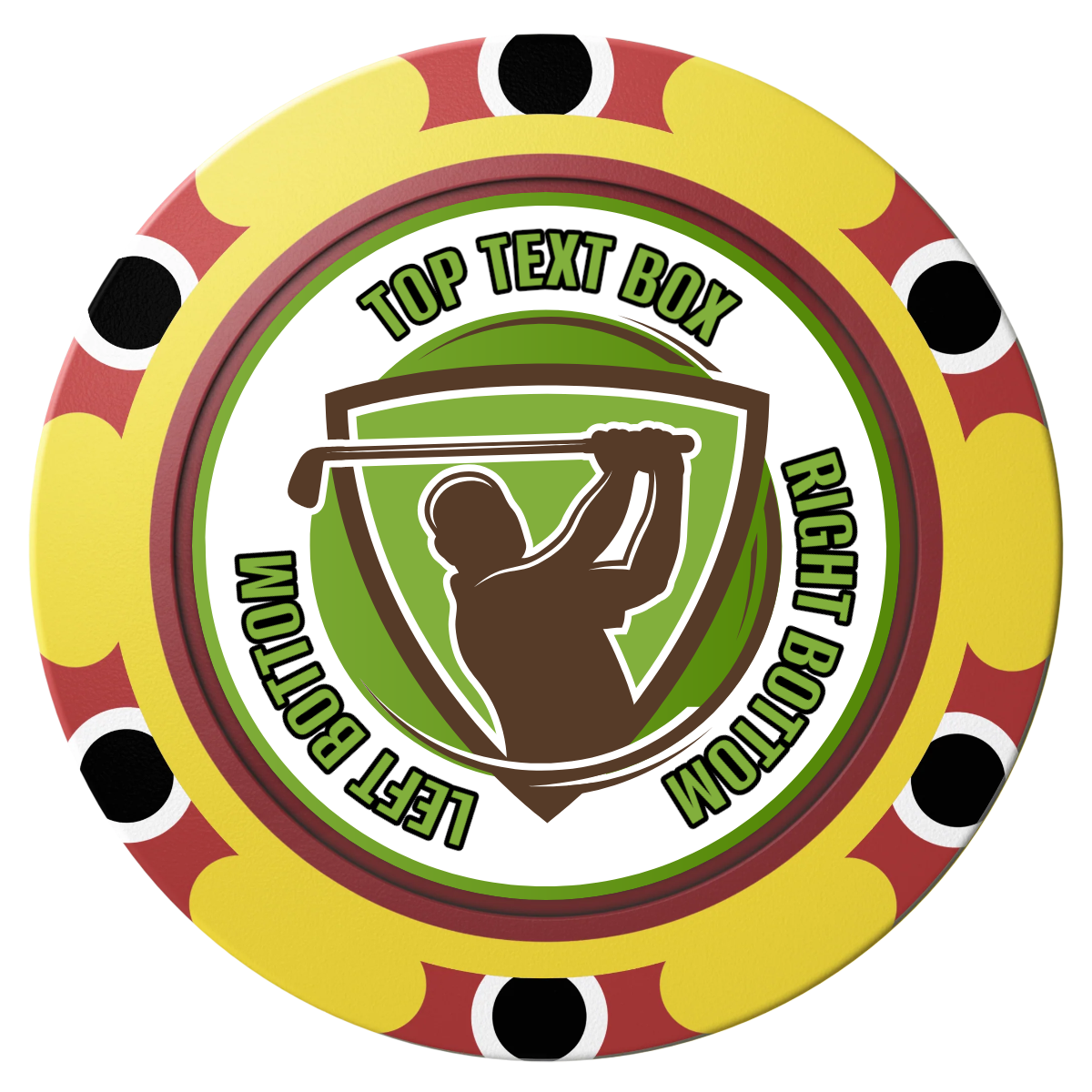 The Golfer Clay Poker Chips - Yellow / Monte Carlo / 40mm - Front