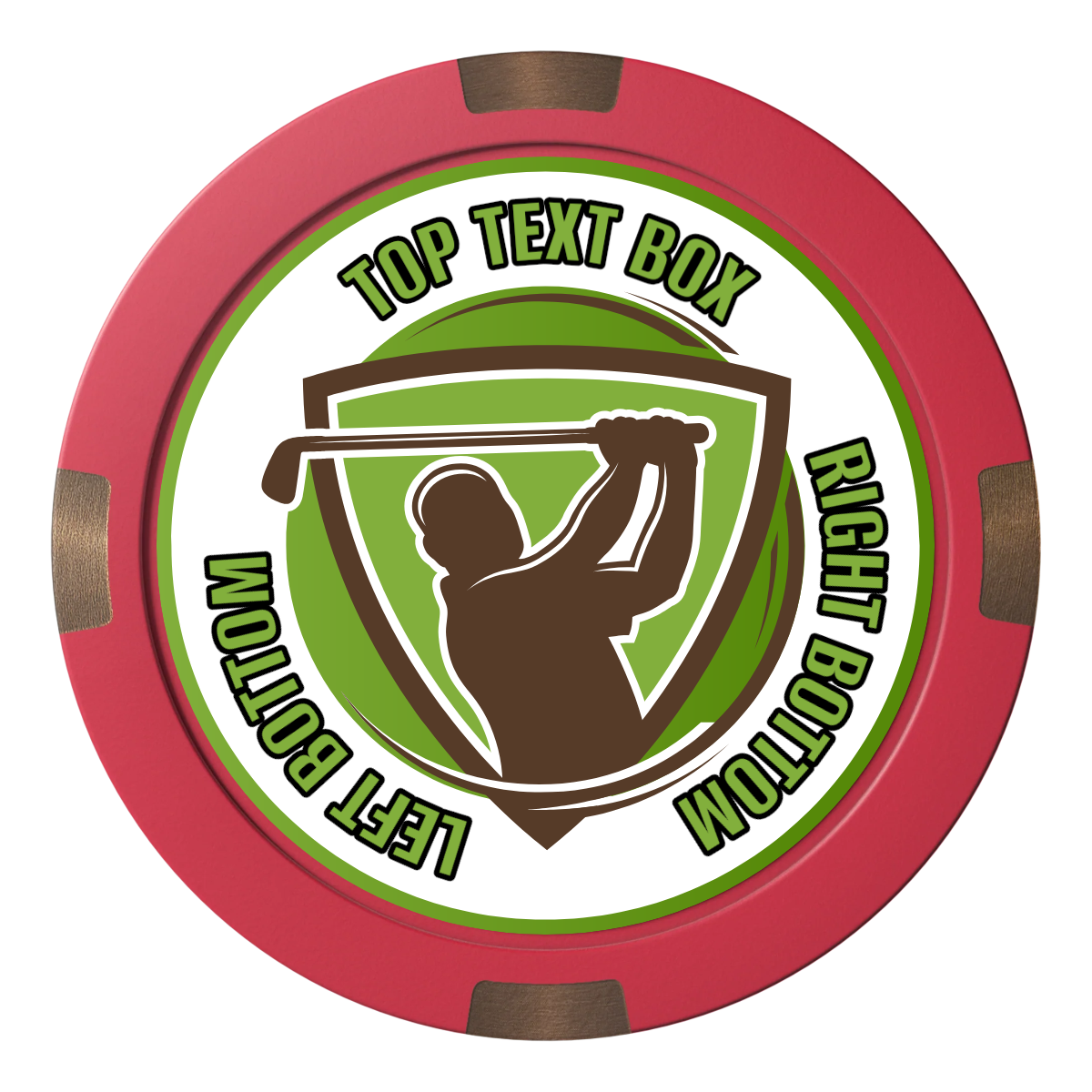 The Golfer Composite & Metal Hybrid Poker Chips - Red - Front