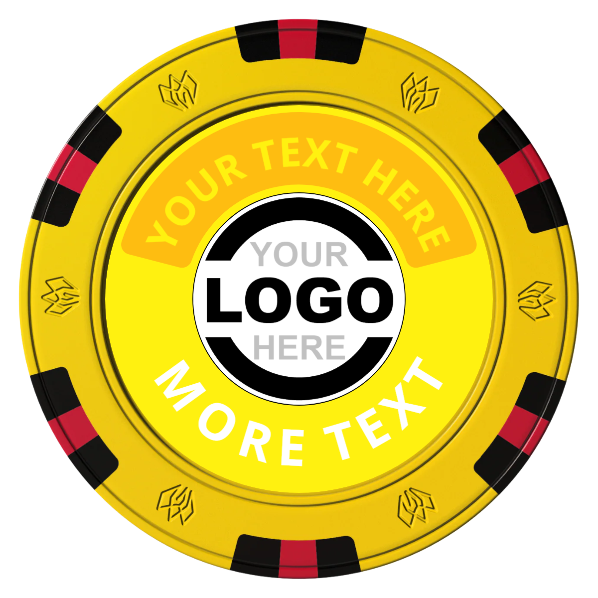 Two Tone Logo Clay Poker Chips - Yellow / 6 Spot Gem / 43mm - Front