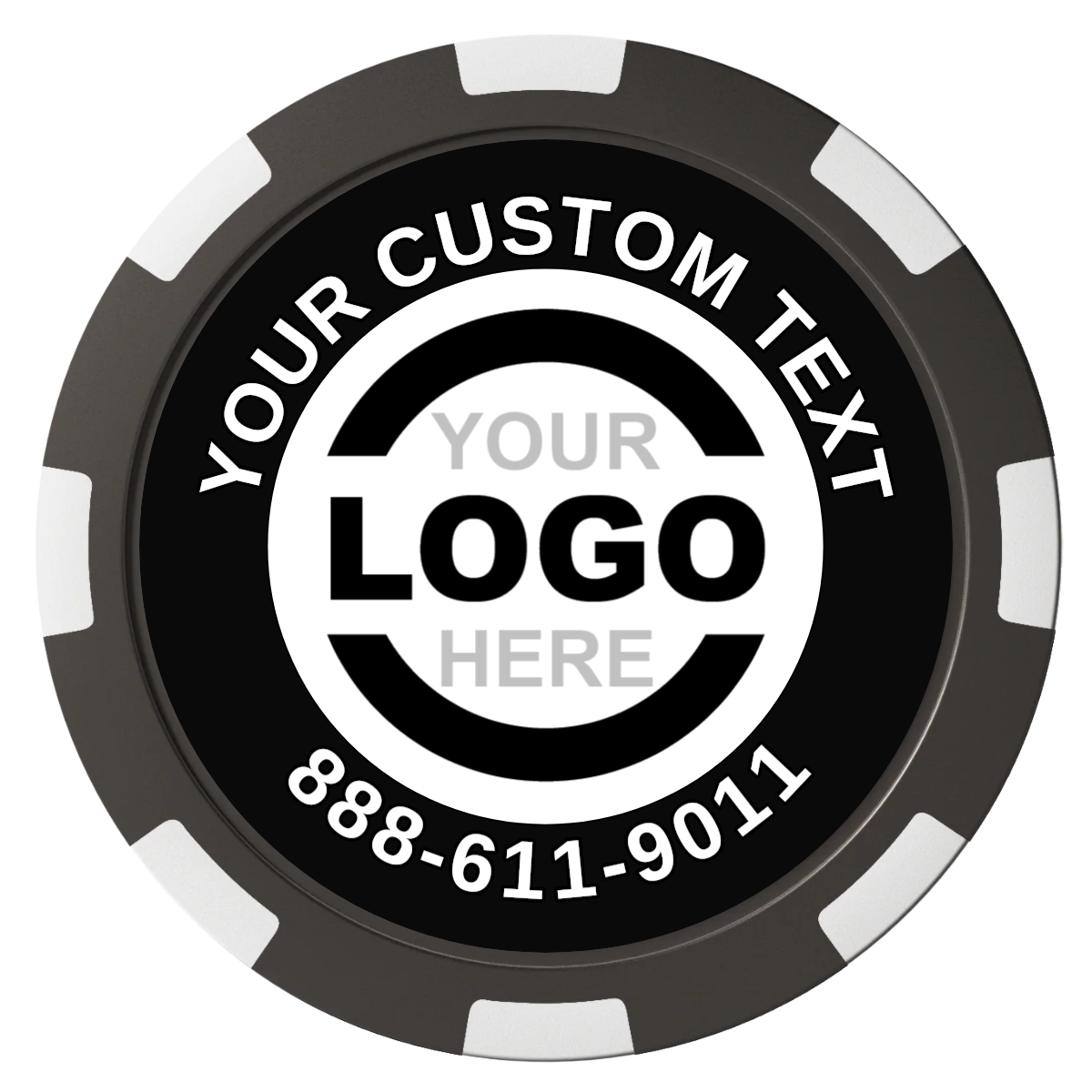 Branded Logo Composite Poker Chips - Black / 8 Spot - Back