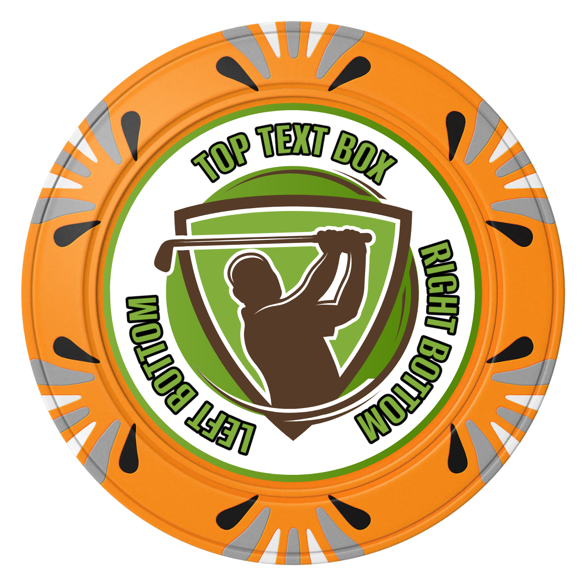 The Golfer Clay Poker Chips - Orange / Macau / 40mm - Front