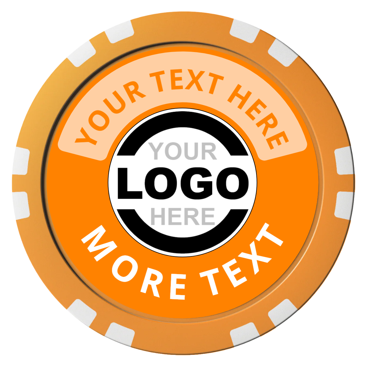 Two Tone Logo Composite Poker Chips - Orange / Double Stripe - Front