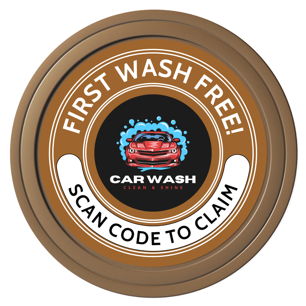 Car Wash Promotion Composite Poker Chips - Brown / Solid - Front