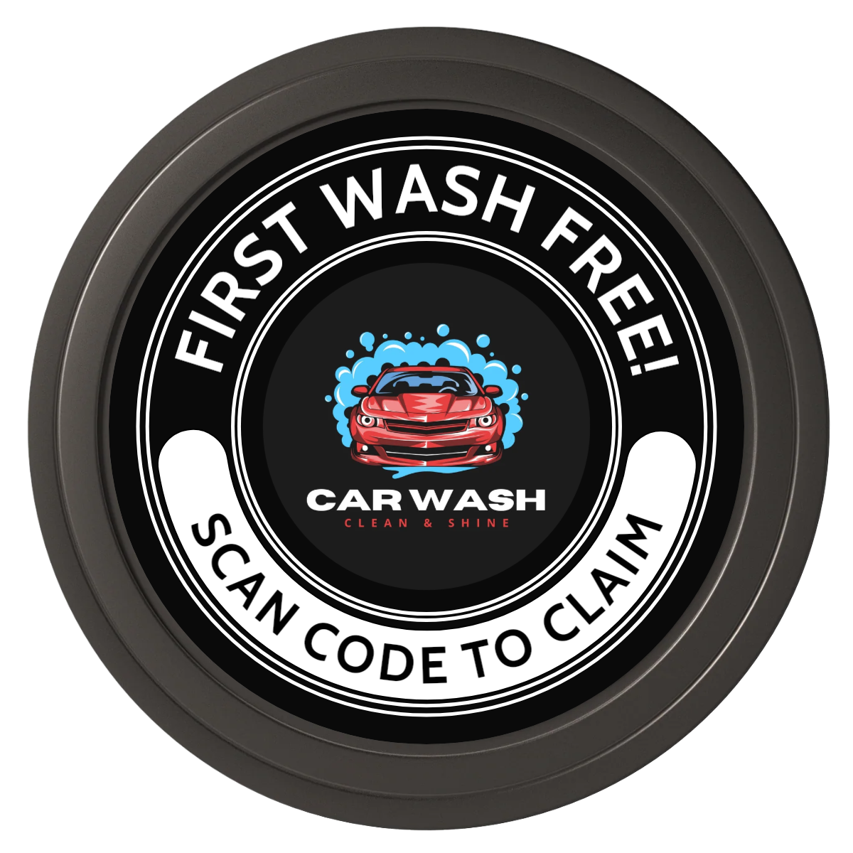 Car Wash Promotion Composite Poker Chips - Black / Solid - Front