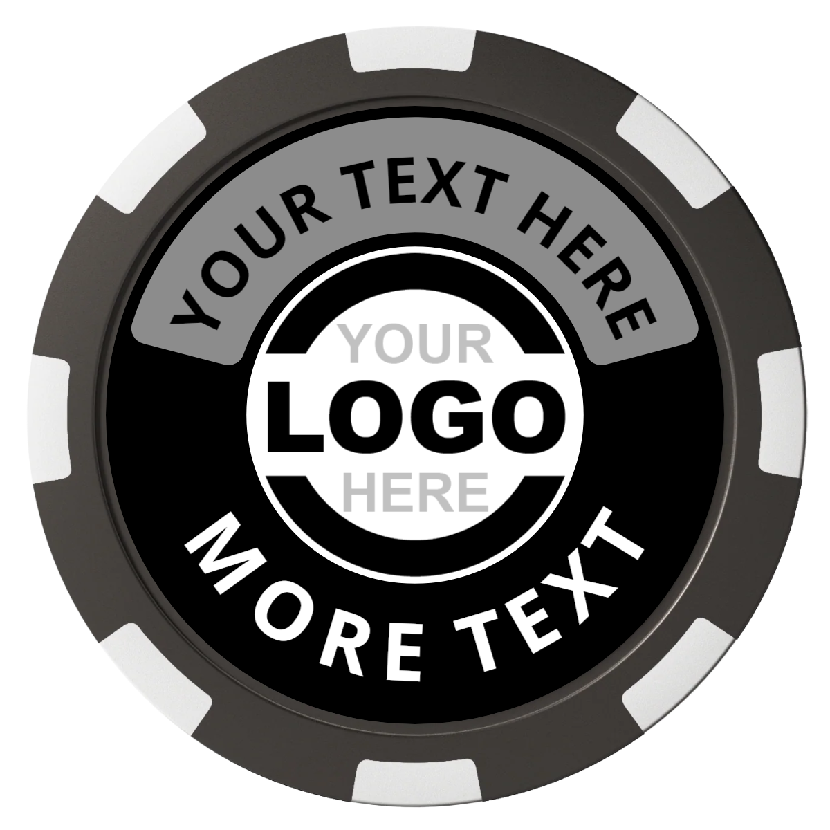 Two Tone Logo Composite Poker Chips - Black / 8 Spot - Front