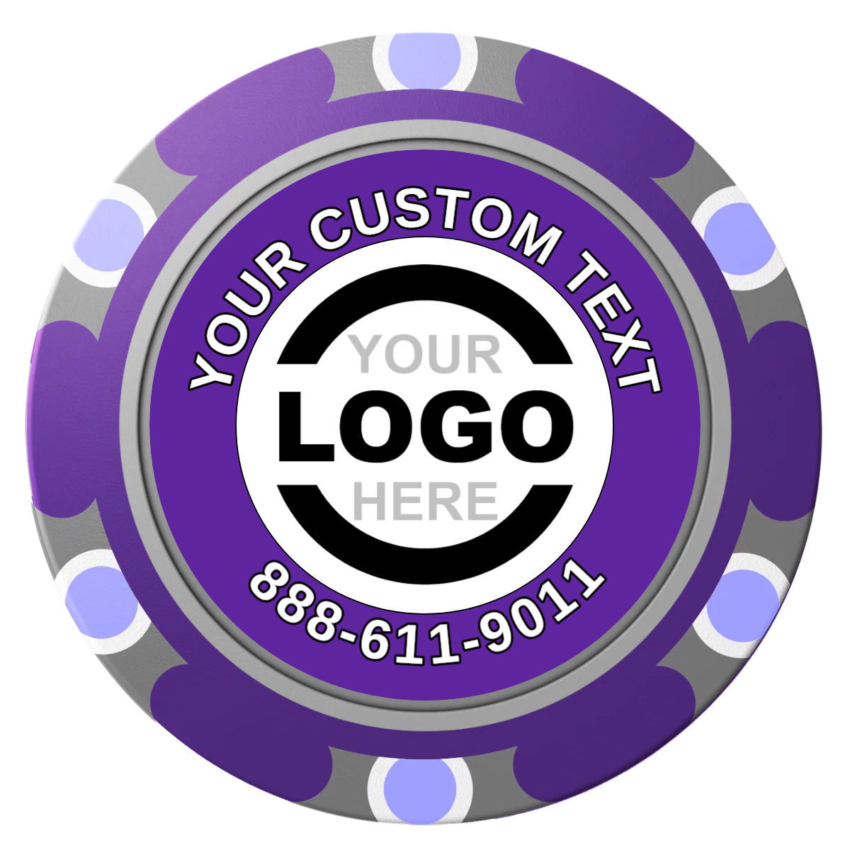 Branded Logo Clay Poker Chips - Purple / Monte Carlo / 40mm - Front