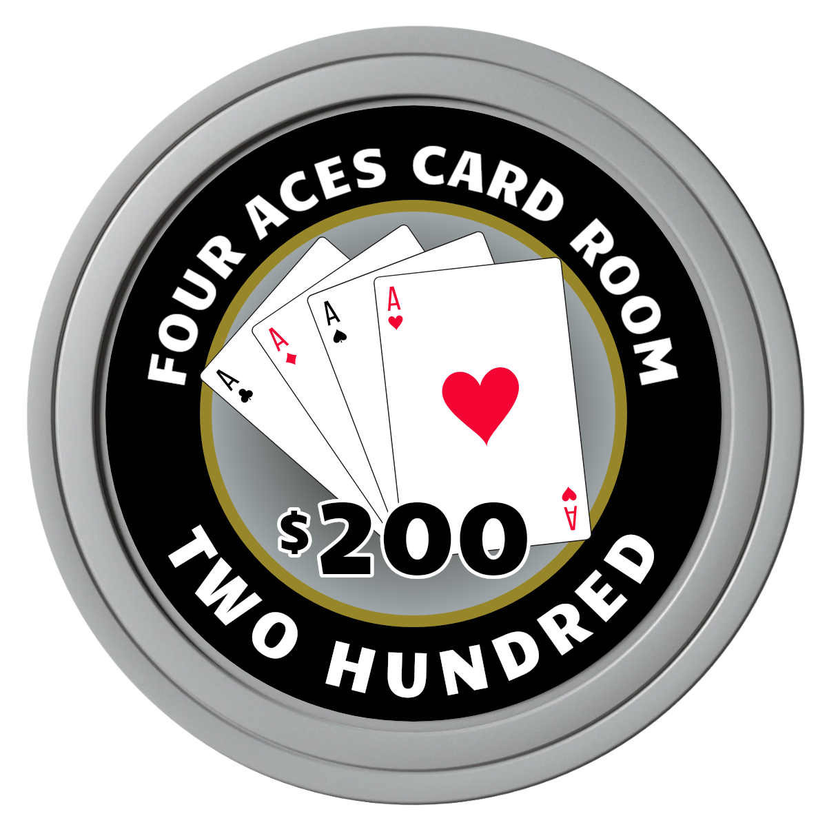 4 Aces Poker Room Composite Poker Chips - Gray / Solid - Front