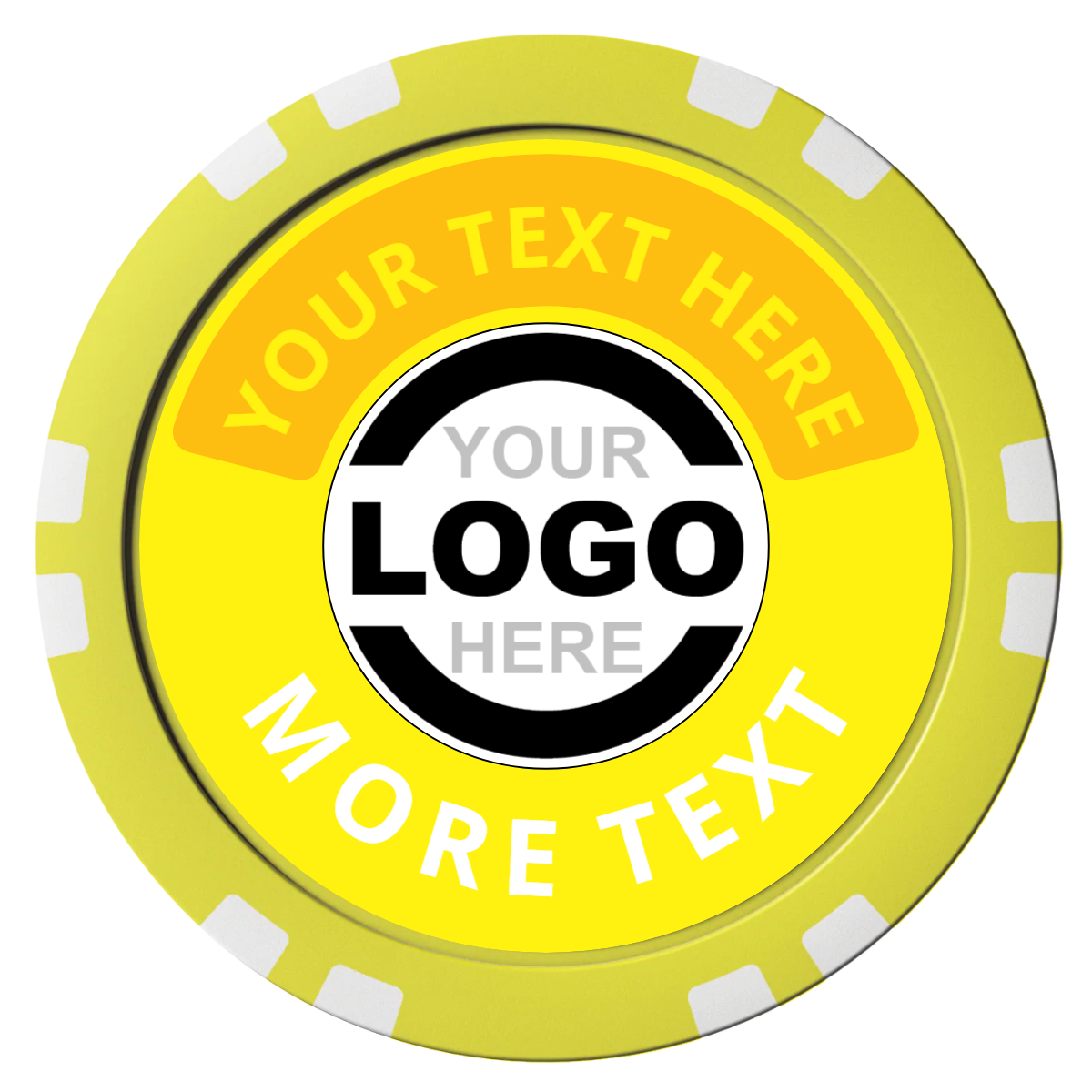 Two Tone Logo Composite Poker Chips - Yellow / Double Stripe - Front