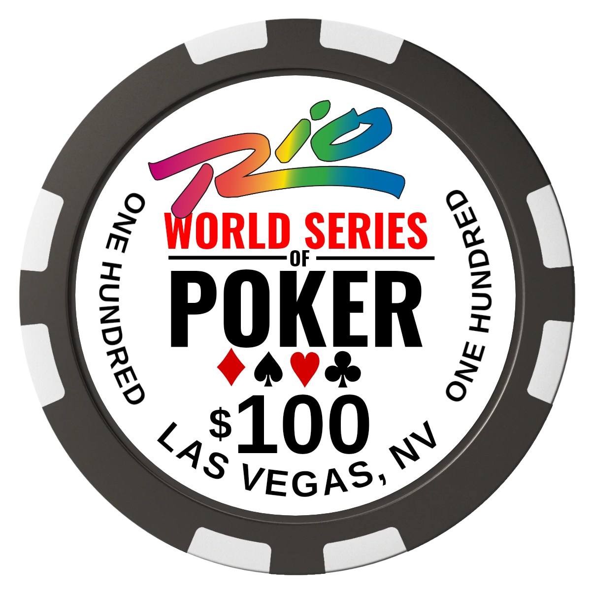 WSOP Composite Poker Chips - Black / 8 Stripe - Back