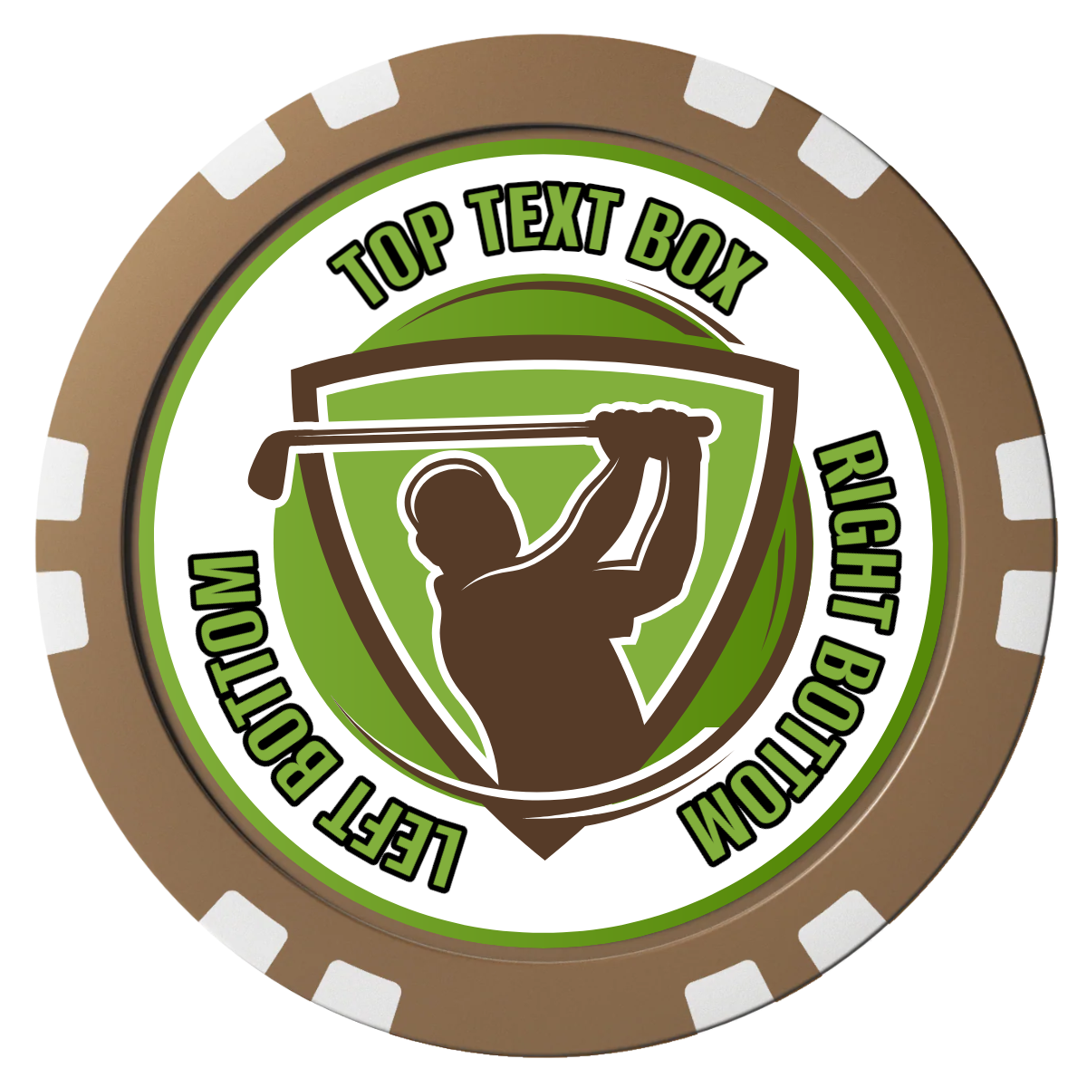 The Golfer Composite Poker Chips - Brown / Double Stripe - Front