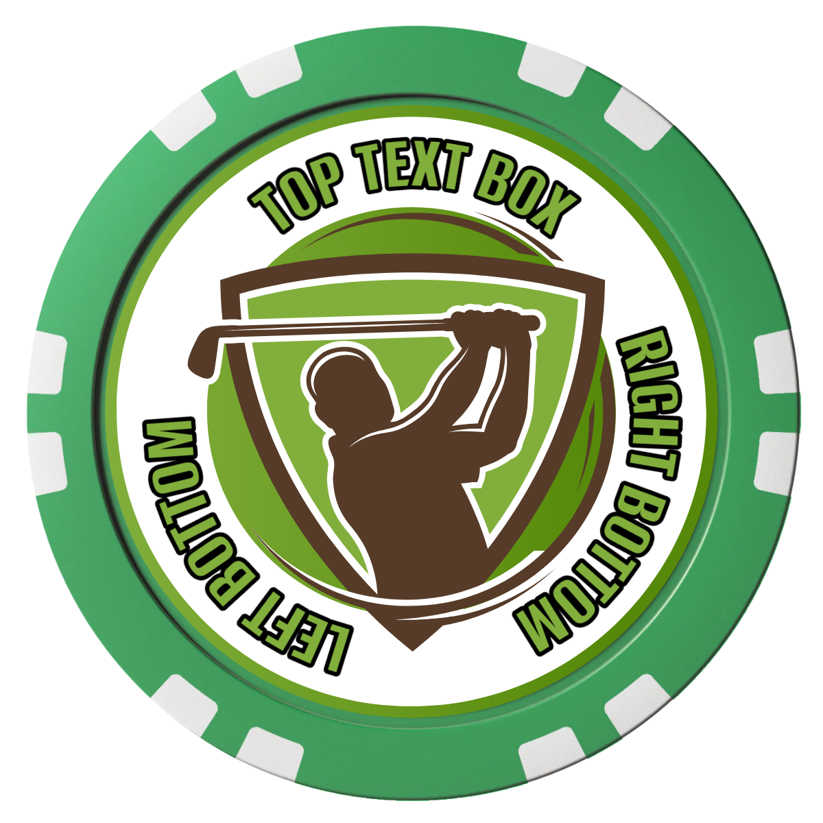 The Golfer Composite Poker Chips - Green / Double Stripe - Front