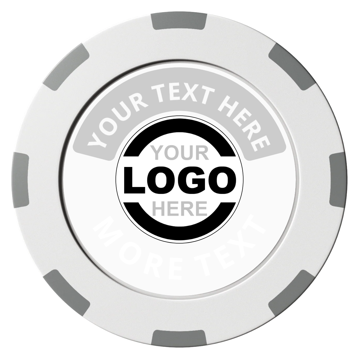 Two Tone Logo Clay Poker Chips - White / 8 Spot (2 Tone) / 40mm - Front