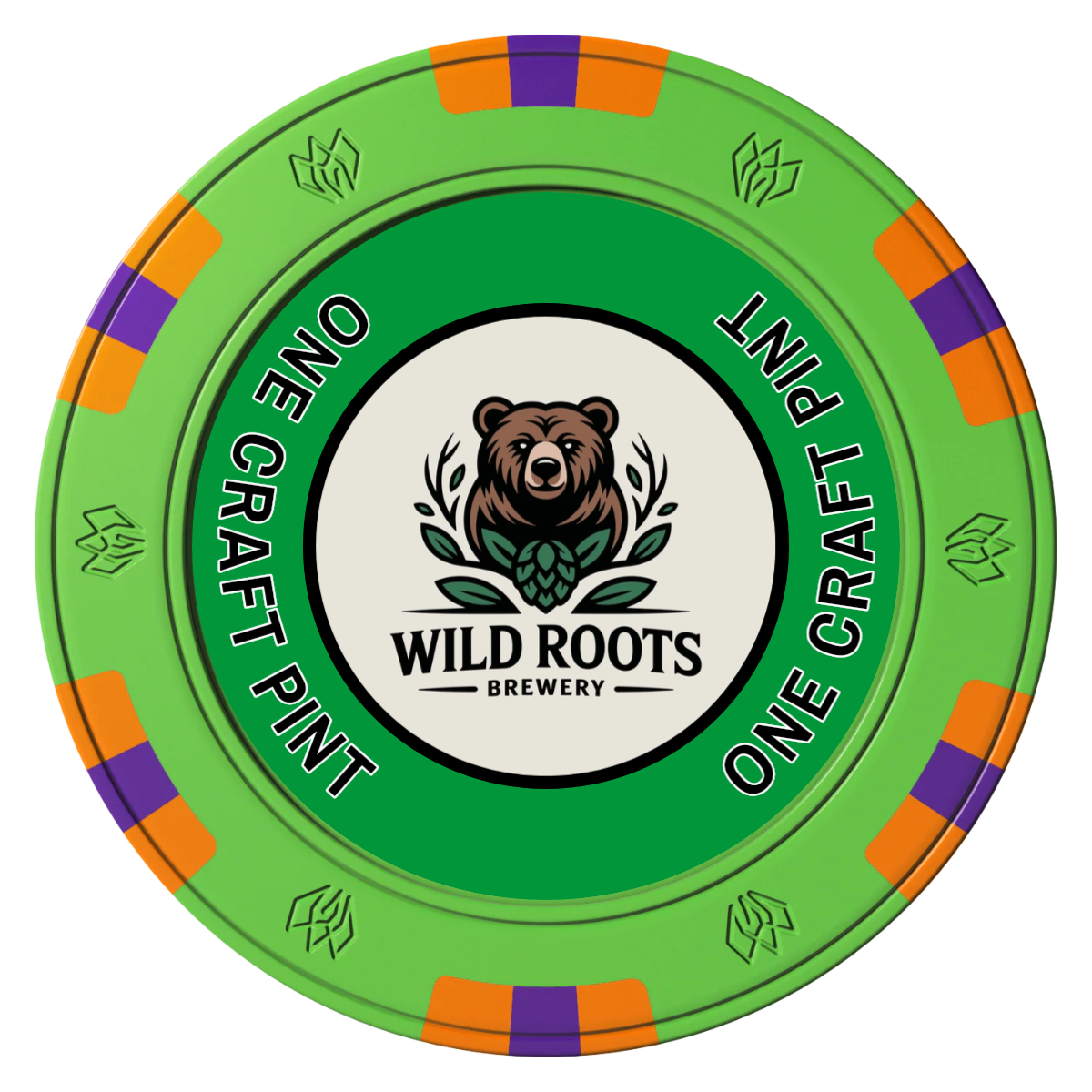 Drink On Us Clay Poker Chips - Green / 6 Spot Gem / 40mm - Back