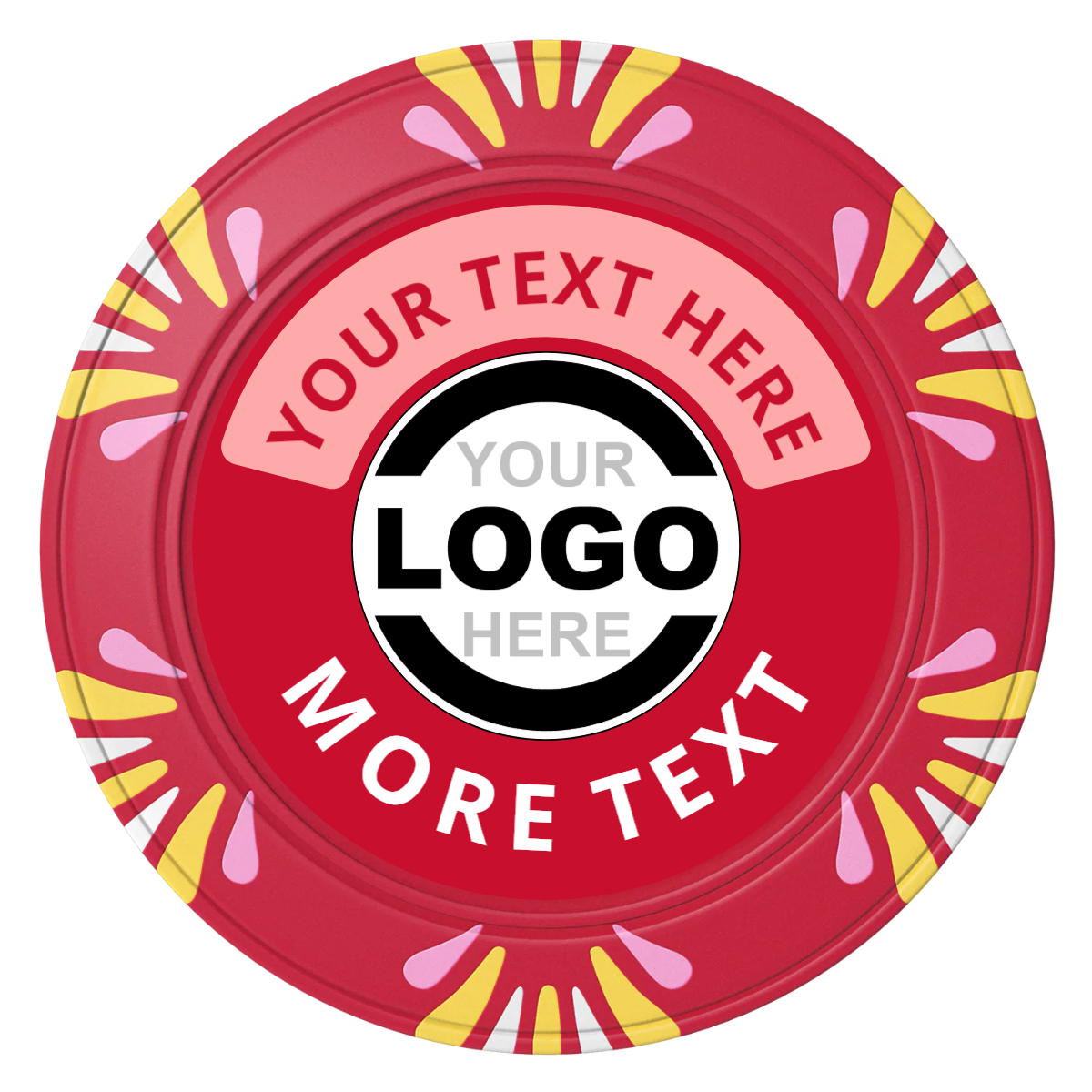 Two Tone Logo Clay Poker Chips - Red / Macau / 40mm - Front