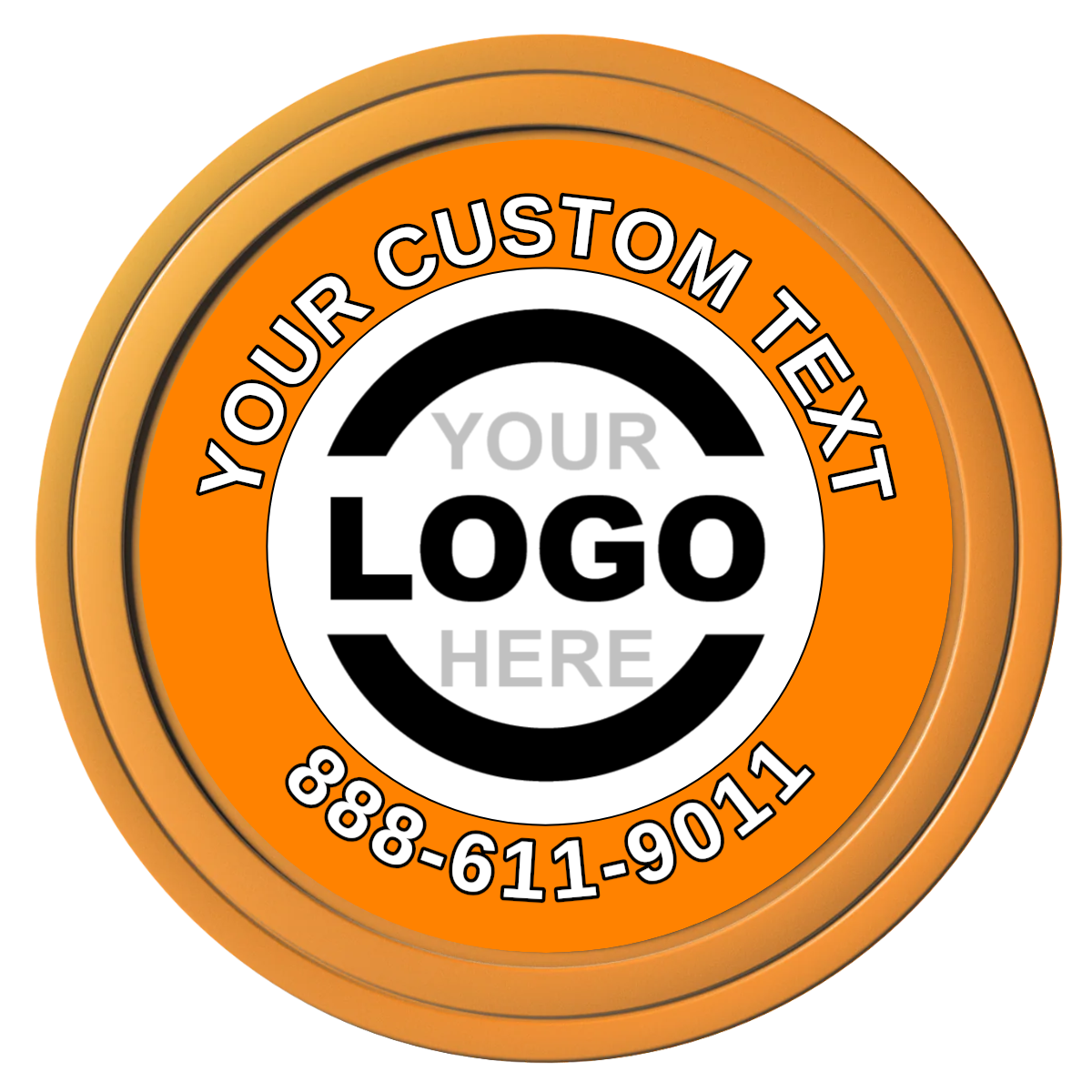 Branded Logo Composite Poker Chips - Orange / Solid - Front