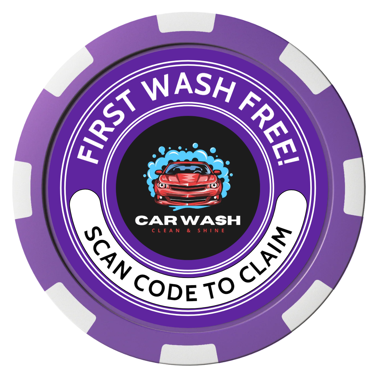Car Wash Promotion Composite Poker Chips - Purple / 8 Spot - Front