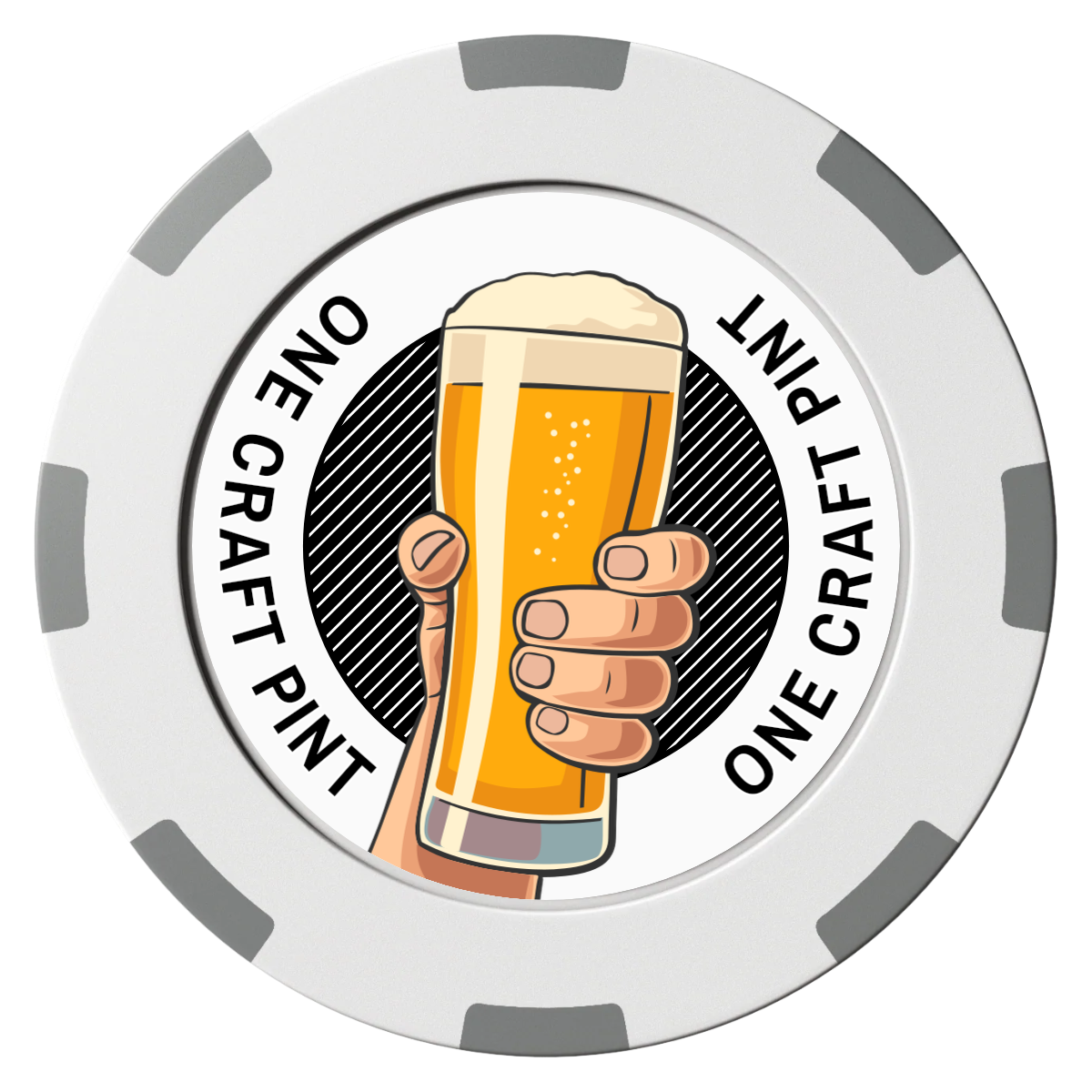 Drink On Us Clay Poker Chips - White / 8 Spot (2 Tone) / 40mm - Front