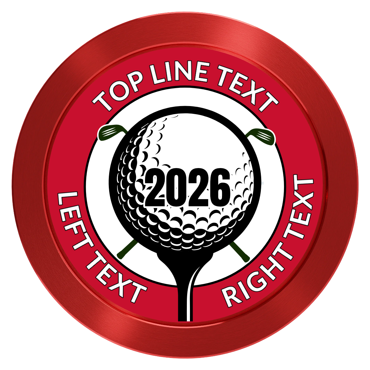 Tee it up Aluminum Poker Chips - Red - Front