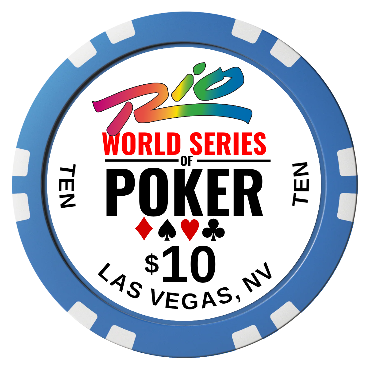 WSOP Composite Poker Chips - Blue / Double Stripe - Front