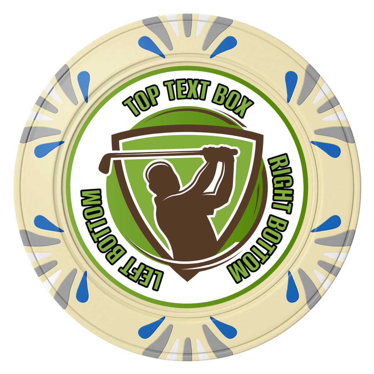 The Golfer Clay Poker Chips - Ivory / Macau / 40mm - Front