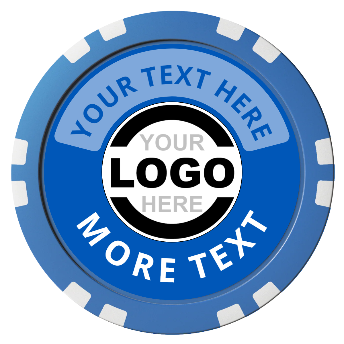 Two Tone Logo Composite Poker Chips - Blue / Double Stripe - Front