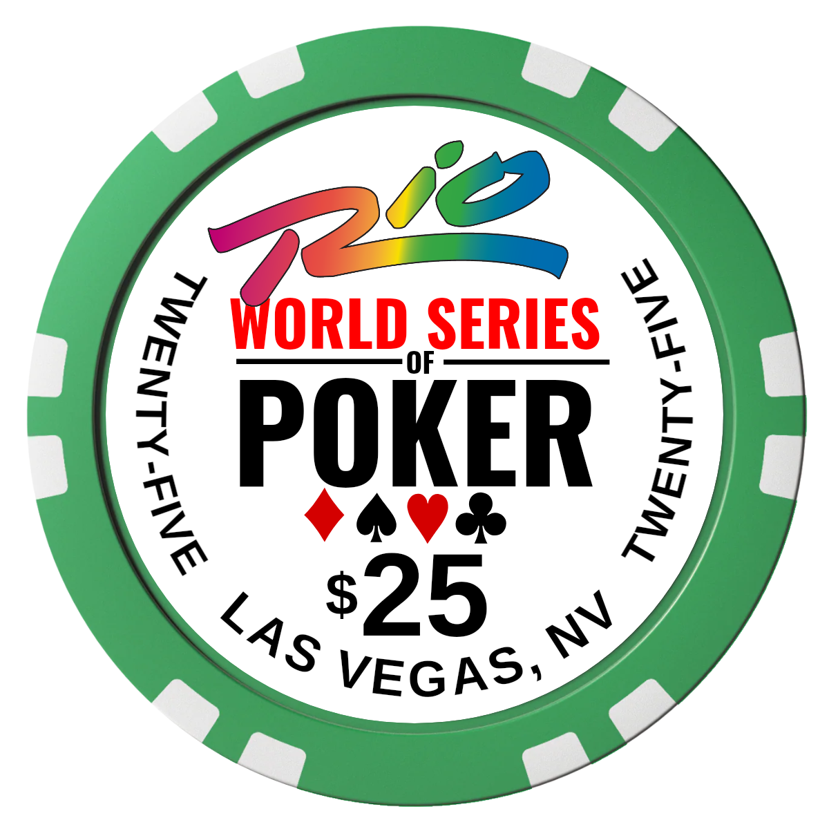 WSOP Composite Poker Chips - Green / Double Stripe - Front