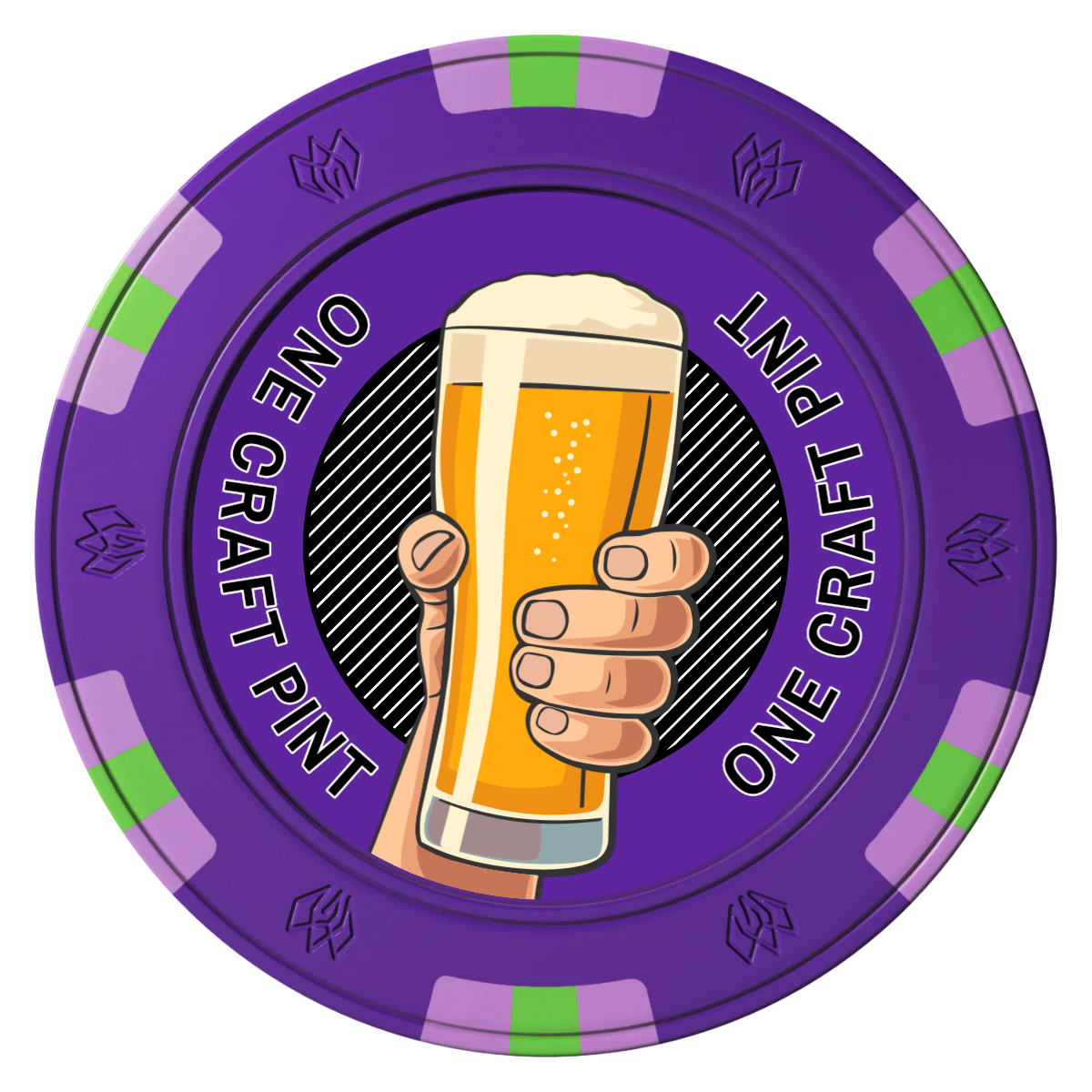 Drink On Us Clay Poker Chips - Purple / 6 Spot Gem / 40mm - Front
