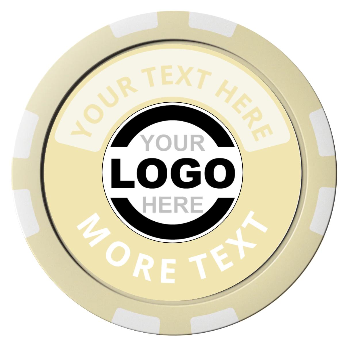 Two Tone Logo Composite Poker Chips - Ivory / 8 Stripe - Front