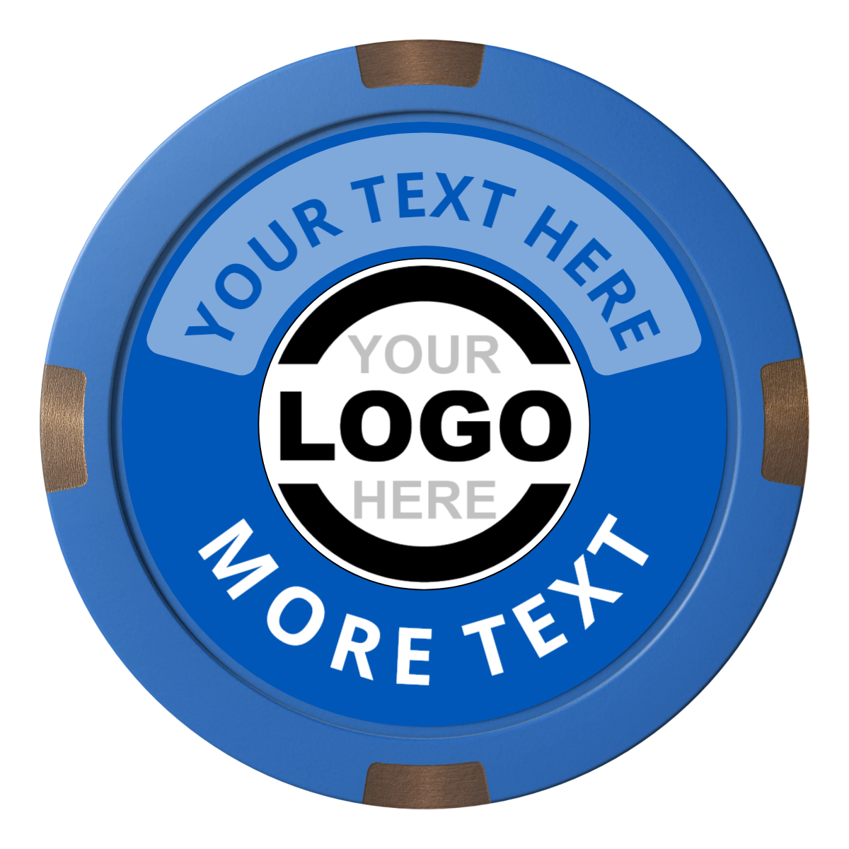 Two Tone Logo Composite & Metal Hybrid Poker Chips - Blue - Back