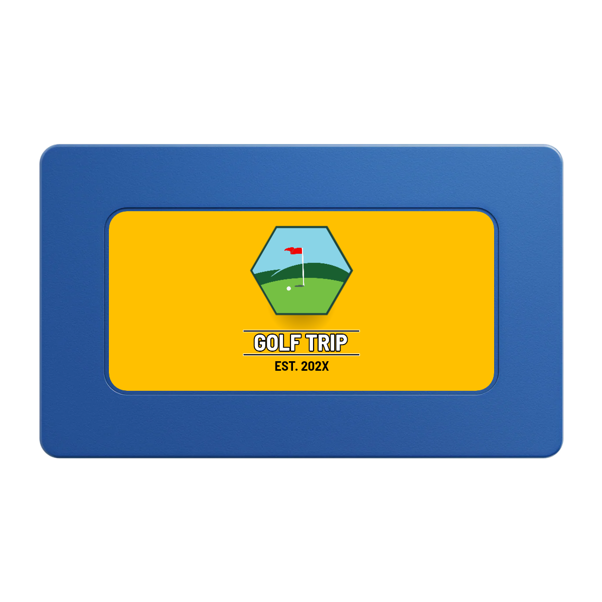 Golf Trip #001 Rectangular Poker Chip Plaques - Blue - Back