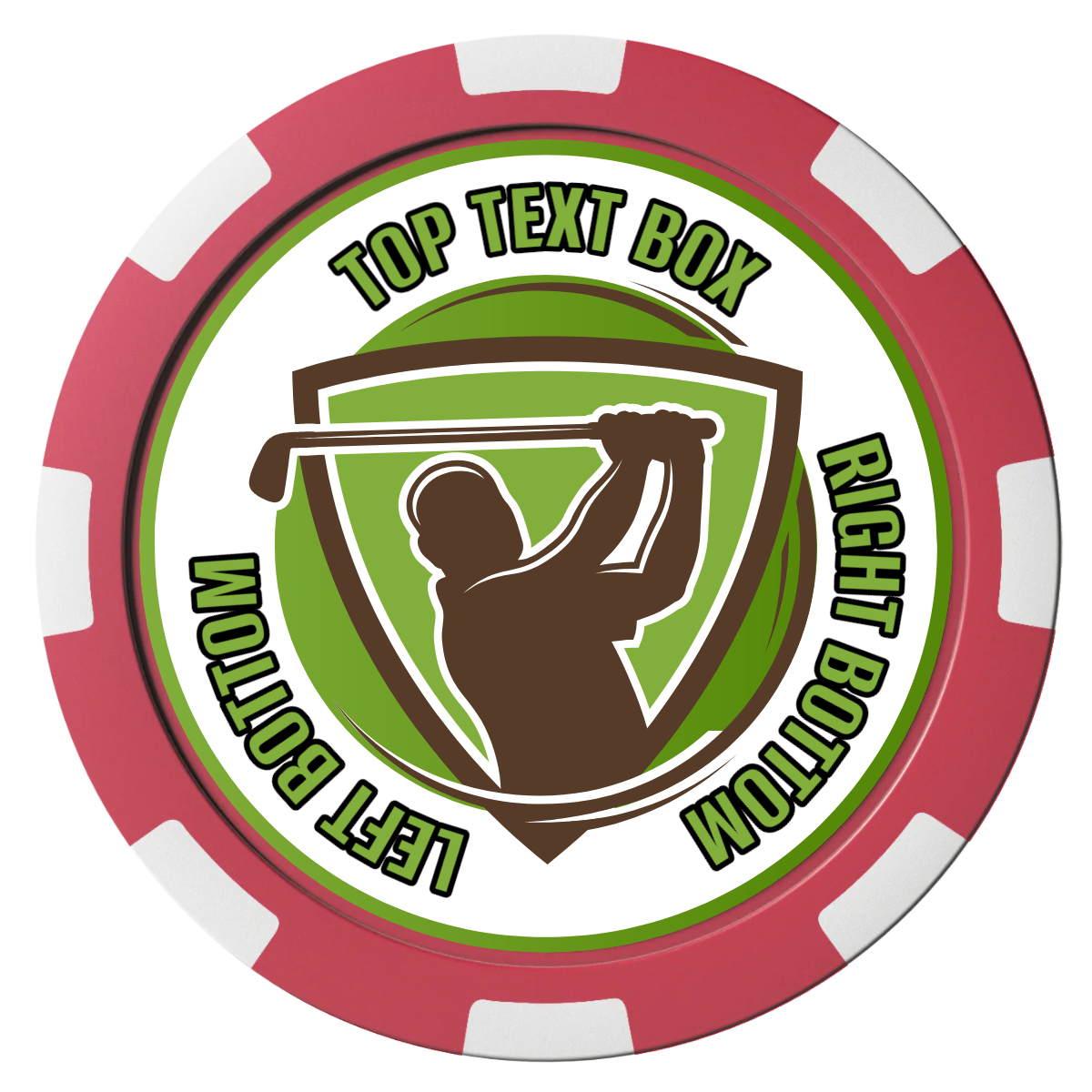 The Golfer Magnetic Composite Poker Chips - Red / 8 Spot - Front