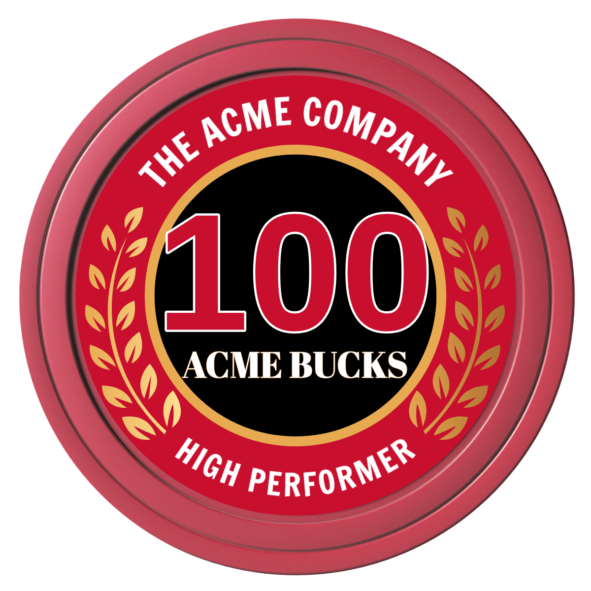 Achievement Wreath Composite Poker Chips - Red / Solid - Front