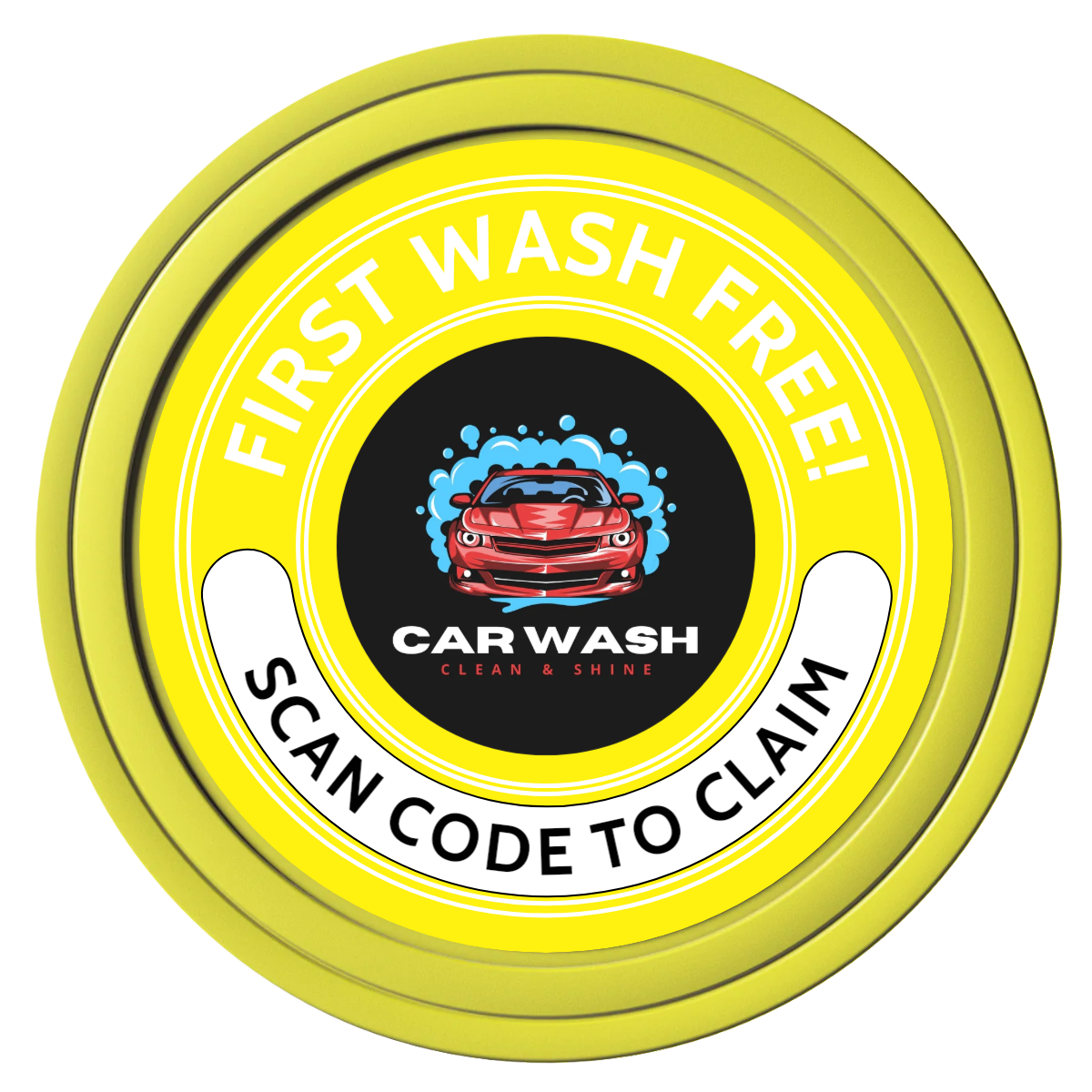 Car Wash Promotion Composite Poker Chips - Yellow / Solid - Front