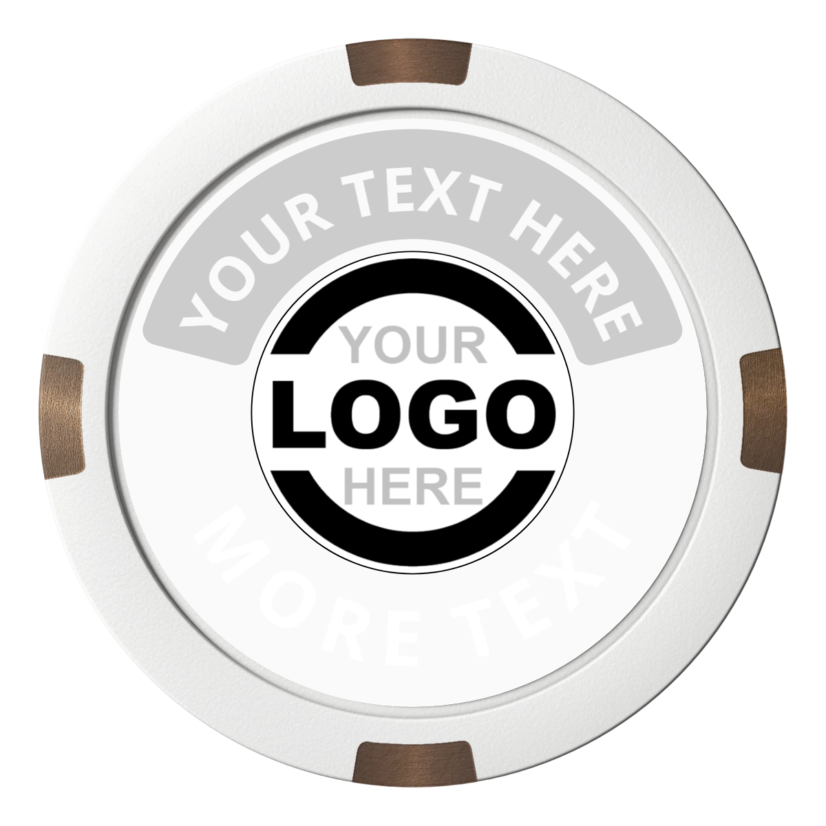 Two Tone Logo Composite & Metal Hybrid Poker Chips - White - Back