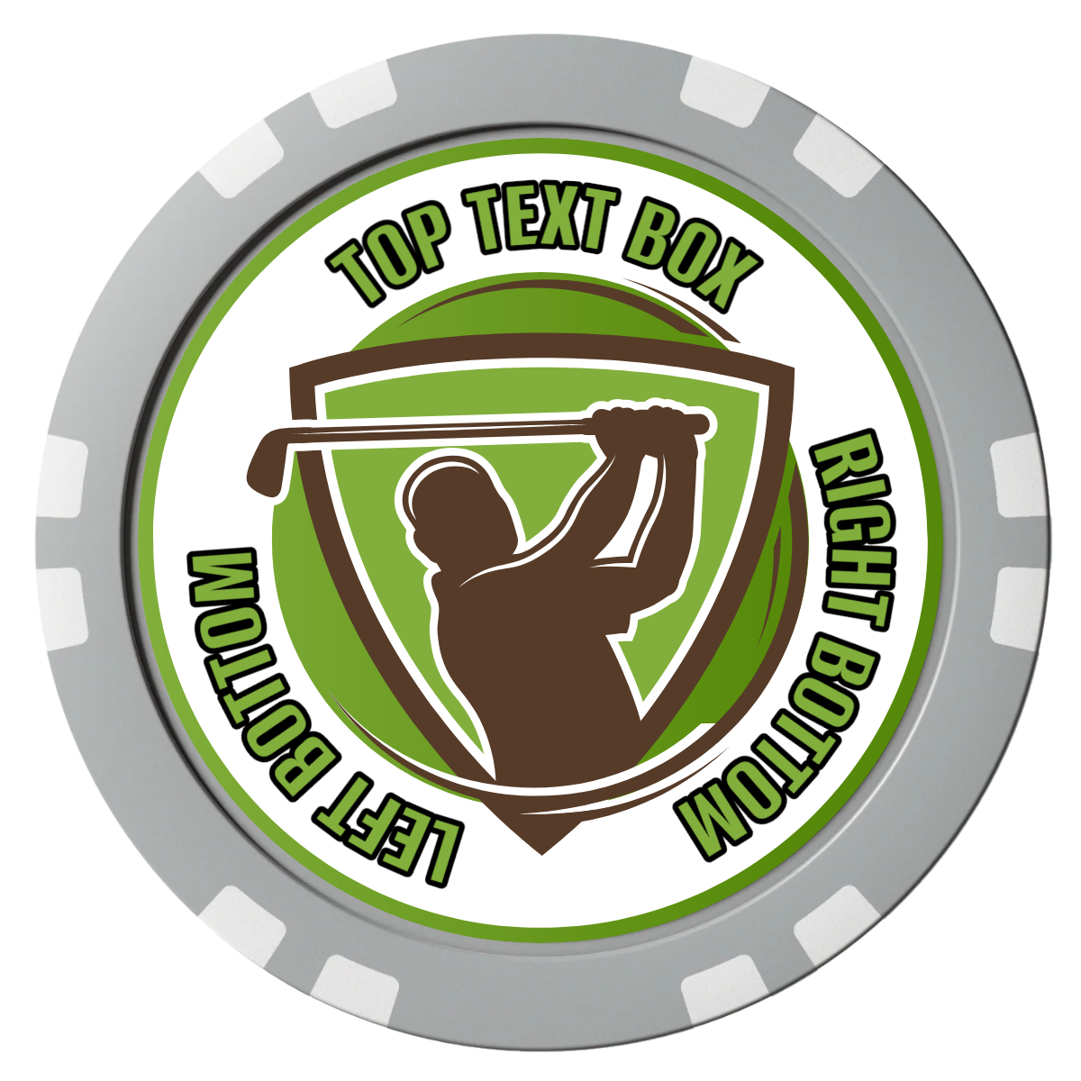 The Golfer Composite Poker Chips - Gray / Double Stripe - Front
