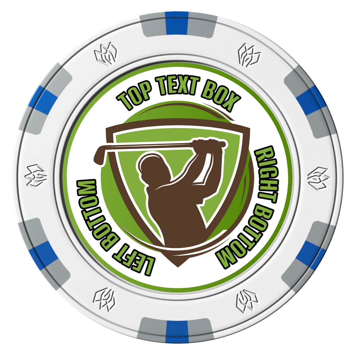 The Golfer Clay Poker Chips - White / 6 Spot Gem / 40mm - Front