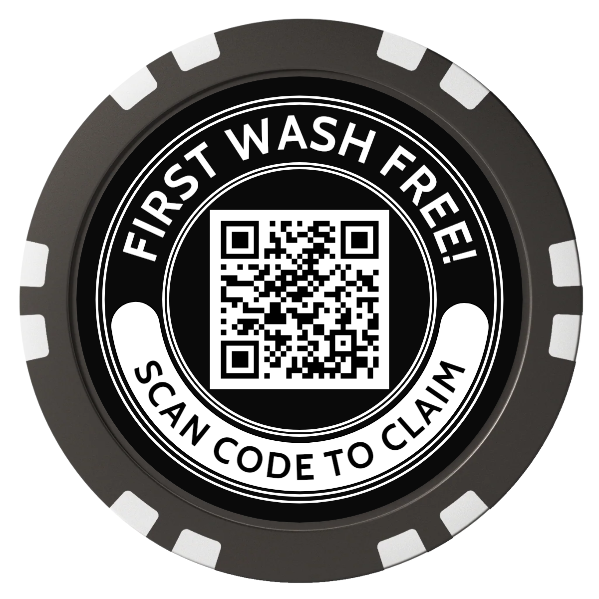 Car Wash Promotion Composite Poker Chips - Black / Double Stripe - Back