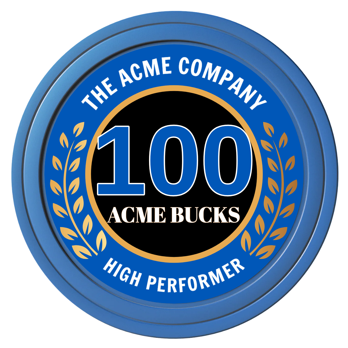 Achievement Wreath Composite Poker Chips - Blue / Solid - Front